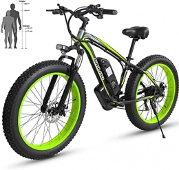 CCLLA Bicicletas eléctrica Bicicleta eléctrica de Playa 48V 26 '' Neumático Gordo Potente Motor Montaña Nieve Bicicleta eléctrica Bicicleta de aleación de Aluminio (Color: Negro Verde, Tamaño: 36V10AH)