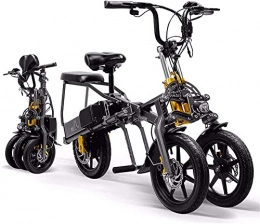 ZJZ Bicicletas eléctrica Bicicleta eléctrica de trekking / turismo de 14 ", bicicleta eléctrica plegable de 3 ruedas para adultos, batería de litio extraíble de 350 W, motor de 48 V, aleación ligera, bicicleta de montaña eléc