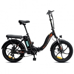 YANGAC Bicicleta Bicicleta Eléctrica E-Bike Plegable 36V 15Ah, con 3.0'' Neumáticos Gordos, Shimano de 7 Velocidades, Kilometraje: 90-120 km, con Medidor LCD, Bicicleta Eléctrica para Adultos 250W (Negro)