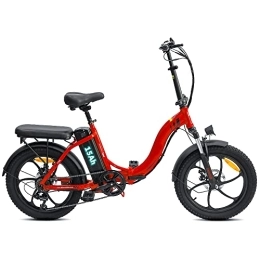 YANGAC Bicicleta Bicicleta Eléctrica E-Bike Plegable 36V 15Ah, con 3.0'' Neumáticos Gordos, Shimano de 7 Velocidades, Kilometraje: 90-120 km, con Medidor LCD, Bicicleta Eléctrica para Adultos 250W (Rojo)