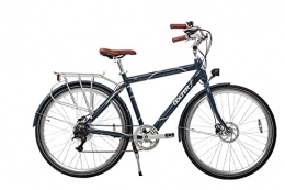 Desconocido Bicicleta Bicicleta eléctrica Eke para hombre de 28 pulgadas, para adultos, 7 velocidades, batería de 36 V, 7 Ah, para ciudad, M, Denim Blue Art + QR stem)