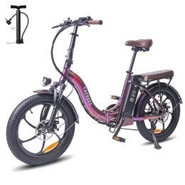 Fafrees Bicicleta Bicicleta eléctrica Fafrees F20-PRO, 20 Pulgadas Plegable Bicicleta Urbana eléctrica, 250 W fatbike, 18Ah batería, Rango de 140 km, E-Bike para Adultos, Violeta