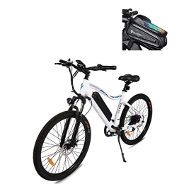 Fafrees Bicicleta Bicicleta eléctrica Fafress F100 de 26 pulgadas, para hombre, motor de 250 W, con batería de 48 V / 11, 6 A, 7 velocidades, Shimano 25 km / h, 150 kg, resistente al agua IP65, color blanco