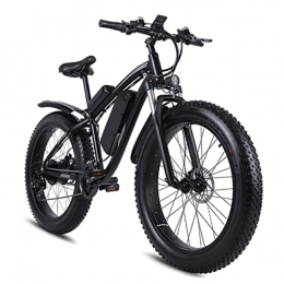 Liu Yu·casa creativa Bicicleta Bicicleta eléctrica for adultos 100 0w 48v Motor 26 pulgadas 4.0 Neumático de grasa 300 lbs 30 mph Bicicleta de nieve de playa eléctrica de montaña for hombres E Bicicleta ( Color : Negro )