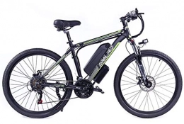 Bicicleta eléctrica MTB de 26 pulgadas Adult Smart Mountain Bike, 48 V/10 Ah batería de litio extraíble, 27 velocidades, 5 archivos, color Negro y verde, tamaño 26inches