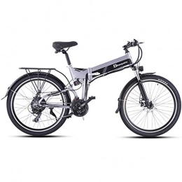 ONLYU Bicicleta Bicicleta Eléctrica Para Adultos, 26 Pulgadas Plegable E-Bici De Motos De Nieve 21 De Velocidad Eléctrico Para Bicicleta De Montaña 48V18AH / 10.4AH Batería Extraíble, Carga 230Kg, single battery