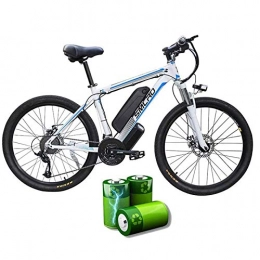Bicicleta eléctrica para adultos, bicicleta de montaña eléctrica, bicicleta Ebike de aleación de aluminio extraíble de 26 pulgadas y 360 vatios, batería de iones de litio de 48 V / 10 Ah,White blue