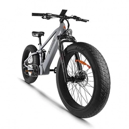 Accolmile Bicicletas eléctrica Bicicleta eléctrica para Fat Tire Beach Snow Bicicleta eléctrica de 26 pulgadas, motor BAFANG BBSHD 48V 1000W Mid con batería de litio extraíble de 12.8Ah, Shimano 9 Speed ​​Full Suspension (gris)