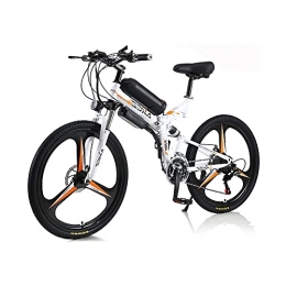 DDFGG Bicicletas eléctrica Bicicleta Eléctrica Para Hombres Adultos, Bicicleta Plegable 350w 36v 10a 18650 Batería De Litio Con Batería De Litio 26 "montaña E-bicicleta Con Sistema De Transmisión De Shimano De 21 (Color:blanco)