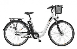 Telefunken Bicicleta Bicicleta eléctrica para mujer de Telefunken, 28 pulgadas, 7 marchas Shimano, cambio de buje con contrapedal, pedelec Citybike de aluminio con cesta para bicicleta, motor frontal 250 W / 10, 4 Ah / 36 V