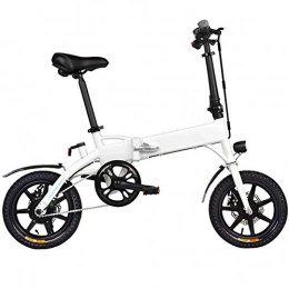 Bicicleta eléctrica plegable, 10.4Ah 25km/h Bicicleta estática con luz LED delantera 3 modos de conducción Neumáticos de 14 pulgadas Altura ajustable segura para ciclismo Deportes Regalos,Blanco