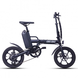Bicicleta Eléctrica Plegable 16 Pulgada E-Bike Unisex Adulto, Velocidad MAX 30km/h, Autonomía hasta 50-80 km, Motor de 250W y Batería de 36V 13Ah, Shimano de 6 Velocidad,Negro