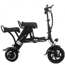 Liu Yu·casa creativa Bicicleta Bicicleta eléctrica plegable 2 asiento 500W Bicicletas eléctricas 12 pulgadas 48V Bicicleta eléctrica plegable ligera for adultos ligeros con asiento ( Color : Black two seat 15ah )