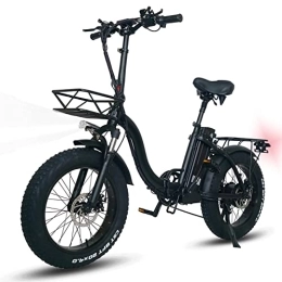 HFRYPShop Bicicleta Bicicleta Eléctrica Plegable 20"* 4", E-Bike con Batería Extraíble 48 V / 15Ah 90KM, 85N.m, Bici eléctricas de Off-Road Fat, 7 Velocidades, Bicicleta Eléctrica de Entrada Baja, con Bolsa (Y20)