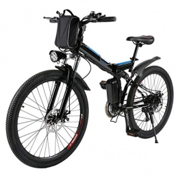 potkcroa Bicicleta Bicicleta eléctrica plegable, 26 pulgadas, bicicleta eléctrica para hombre, 250 W, con batería extraíble de 8 Ah, marchas Shimano de 21 velocidades, para hombre y mujer