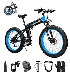 MJS Bicicletas eléctrica Bicicleta eléctrica Plegable, 500W Bicicleta Eléctrica de Montaña Ciclomotor 26" Ebike para Adulto, 48V / 15AH Batería de Litio-Ion, 7 Velocidades, 3 Modos de Arranque con Pantalla multifunción LCD