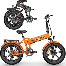 Moye Bicicleta Bicicleta Eléctrica Plegable 750W Motor 20"4.0 Bicicleta Eléctrica Neumático Grueso con Batería Litio Extraíble de 48V / 12.8Ah, Bicicleta Eléctrica para Adultos, Naranja
