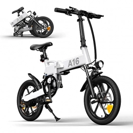 ADO Bicicleta Bicicleta eléctrica Plegable ADO A16, Bicicleta eléctrica para Ciudad de 250 W, con Batería Extraíble de 36 V / 7, 8 Ah, Caja de Cambios Shimano de 7 Velocidades, Velocidad Máxima de 25 km / h