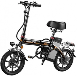 Lamyanran Bicicleta Bicicleta Eléctrica Plegable Adulto 14 pulgadas marco de aleación de aluminio portátil plegable eléctrico Seguridad de la bicicleta for adultos con extraíble 48V de iones de litio Potente motor sin es