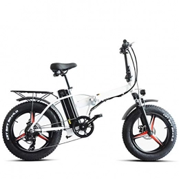 CARACHOME Bicicleta Bicicleta eléctrica plegable, bicicleta eléctrica para adultos 500W * 48V * 15Ah 7 velocidades con pantalla LCD Frenos de doble disco para deportes Ciclismo al aire libre Viajes de viaje, Blanco