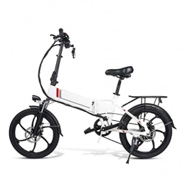 TUKING Bicicletas eléctrica Bicicleta eléctrica plegable de 20 pulgadas, 35 km / h, kilometraje 80 km, con soporte para teléfono móvil - Portaequipajes trasero (recargable) / 7 velocidades