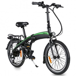 DuraB Bicicleta Bicicleta eléctrica plegable de 20 pulgadas, bicicleta eléctrica con luz LED, capacidad de carga de 120 kg (negro y verde, batería de 7, 5 Ah)