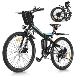 WIND SPEED Bicicleta Bicicleta eléctrica plegable de 26 pulgadas, bicicleta eléctrica ligera para hombres y mujeres, con batería extraíble de 36 V 8 Ah, engranaje profesional de 21 velocidades (negro, 26 pulgadas)