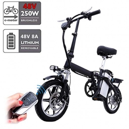 ZXC0226 Bicicletas eléctrica Bicicleta eléctrica, Plegable de aluminio ligero de la E-Bici 48V 8AH de iones de litio, Puerto de carga USB y pantalla LED, 250W sin escobillas del motor y la recarga de 40 kilometros kilometraje, Negro