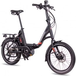 CHRISSON Bicicleta Bicicleta eléctrica plegable de Chrisson, 20 pulgadas, color negro, con motor central Active Line 250 W 40 Nm y 9 marchas Shimano Sora