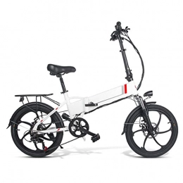 Liu Yu·casa creativa Bicicletas eléctrica Bicicleta eléctrica plegable for adultos 20 pulgadas 48V 10.4AH aleación de aluminio plegable bicicleta eléctrica 350W de alta velocidad engranaje sin escobillas Motor 7 veloz ebike ( Color : White )