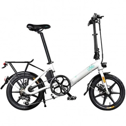FFF-HAT Bicicleta Bicicleta eléctrica plegable, mini batería de movilidad para adultos, batería de litio de 16 pulgadas 10.5Ah / 36V Duración de la batería 100 km, 3 modos de conducción opcionales, blanco / negro