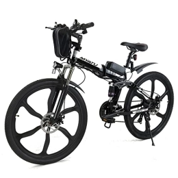 MYATU Bicicletas eléctrica Bicicleta Eléctrica Plegable MYATU de 26", Bici Electrica Negra con Batería Extraíble de 36V 10.4Ah, E-Bike con Motor de 250W Cambio de 21 velocidades Shimano