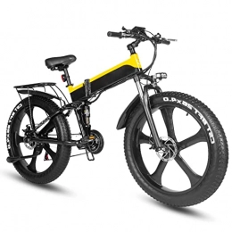 Liu Yu·casa creativa Bicicleta Bicicleta eléctrica plegable para adultos, bicicleta eléctrica con neumáticos gruesos de 26 '' con motor de 1000 W, batería extraíble de 48 V / 12, 8 Ah, bicicleta eléctrica híbrida para nieve, playa y