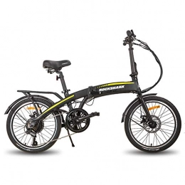 Hiland Bicicletas eléctrica Bicicleta eléctrica plegable Rockshark de 20 pulgadas, con marco de aluminio, freno de disco Shimano de 7 velocidades, ligera