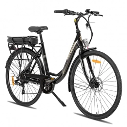 Hiland Bicicleta Bicicleta eléctrica Rockshark de 28 pulgadas con motor trasero de 250 W y batería de litio de 14 Ah, Pedelec para hombre y mujer Shimano de 7 velocidades