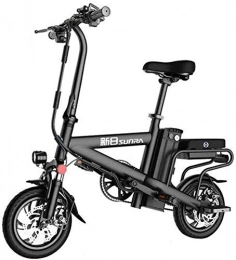 TCYLZ Bicicleta Bicicleta eléctrica TCYLZ de 12 pulgadas, ligera, de aleación de aluminio, plegable, con pedales, batería de iones de litio de 48 V, 350 W, color negro