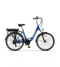 Lunex Bicicleta Bicicleta eléctrica ZT-34 Verona 25 km / h, Bicicleta de Ciudad, Pedalear (Azul)