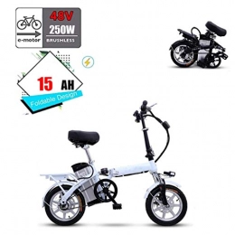 JXXU Bicicleta Bicicleta plegable eléctrica for el adulto, de aluminio ligero de E-moto 48V 15AH de iones de litio, 250W sin escobillas del motor y de recarga 70 kilometros kilometraje, 3 y velocidad del motor sin e