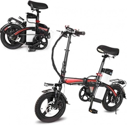 ZJZ Bicicleta Bicicleta plegable ligera, pedales y bicicleta eléctrica asistida, bicicleta eléctrica con neumáticos de 14 pulgadas con motor de 360 ​​W, batería de litio extraíble de 14 Ah, bicicleta para adultos