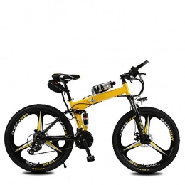 YOUSR Bicicleta Bicicleta Plegable Litio Eléctrico Plegable Bicicleta De Montaña Eléctrica 26 Pulgadas 21 Velocidad 36V Adulto Una Vida Redonda 20-25KM 6.8A Yellow