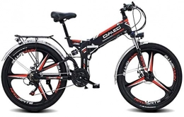 LRXG Bicicleta Bicicletas Bicicleta De Montaña Eléctrica Plegable De 26", Bicicleta para Adultos, Motor De 300 W, 48 V, 12, 8 Ah, GPS, Batería De Iones De Litio, Shimano 27, Cambio De Marchas, Apagado +(Color:Negro)