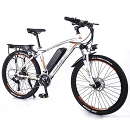 LRXG Bicicleta Bicicletas Bicicleta Eléctrica De 26"para Hombres, Puede Mover Batería De Litio Bicicleta Eléctrica Bicicleta De Montaña, Freno De Disco Doble Aleación De Aluminio Bi(Color:Blanco Amarillo, Size:10AH)