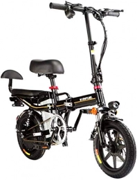 ZJZ Bicicletas eléctrica Bicicletas eléctricas rápidas para adultos Bicicleta compacta plegable ligera para desplazamientos y ocio Ruedas de 14 pulgadas, suspensión trasera, bicicleta unisex asistida por pedal, 350 W / 48 V
