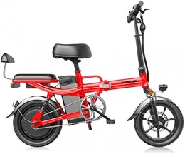 ZJZ Bicicleta Bicicletas eléctricas rápidas para adultos Bicicleta compacta plegable ligera para desplazamientos y ocio - Ruedas de 14 pulgadas, suspensión trasera, bicicleta unisex asistida por pedal, 350W / 48V