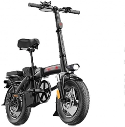ZJZ Bicicletas eléctrica Bicicletas eléctricas rápidas para adultos Bicicletas eléctricas plegables con batería de iones de litio de 36 V y 14 pulgadas para ciclismo al aire libre, viajes, ejercicio y desplazamientos (negro)