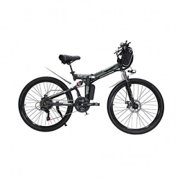 Bicicletas plegables, Bicicleta de montaña elctrica con 21 Speed Gear y tres modos de trabajo, Aleacin de aluminio de bicicletas de pedales para Adultos Adolescentes 24 '',Black green,48V10AH