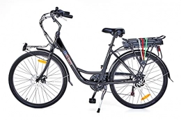 BiClou Bicicleta BiClou Porteur - Bicicleta eléctrica (26", 60 km, luz LED), color negro