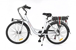 BiClou Bicicletas eléctrica BiClou Porteur - Bicicleta eléctrica (26", 60 km, luz LED), color plateado