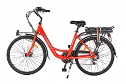 BiClou Bicicletas eléctrica BiClou Porteur - Bicicleta eléctrica (26", 60 km, luz LED), color rojo