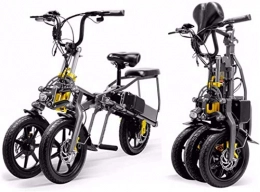 Bike Bicicletas eléctrica BIKE Bicicleta Elctrica Plegable, Triciclo Elctrico - Coche Urbano Elctrico de Doble Batera de 14 Pulgadas, 350 W, 48 V, Adecuado para Adultos Y Adolescentes